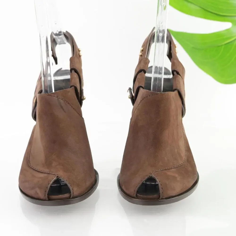Giuseppe Zanotti Womens Thakoon Pumps Size 39.5 9.5 Brown Leather Slingback Heel